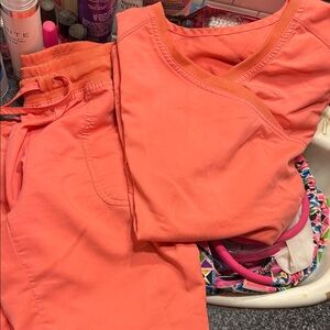 Vibrant Orange Scrub Set